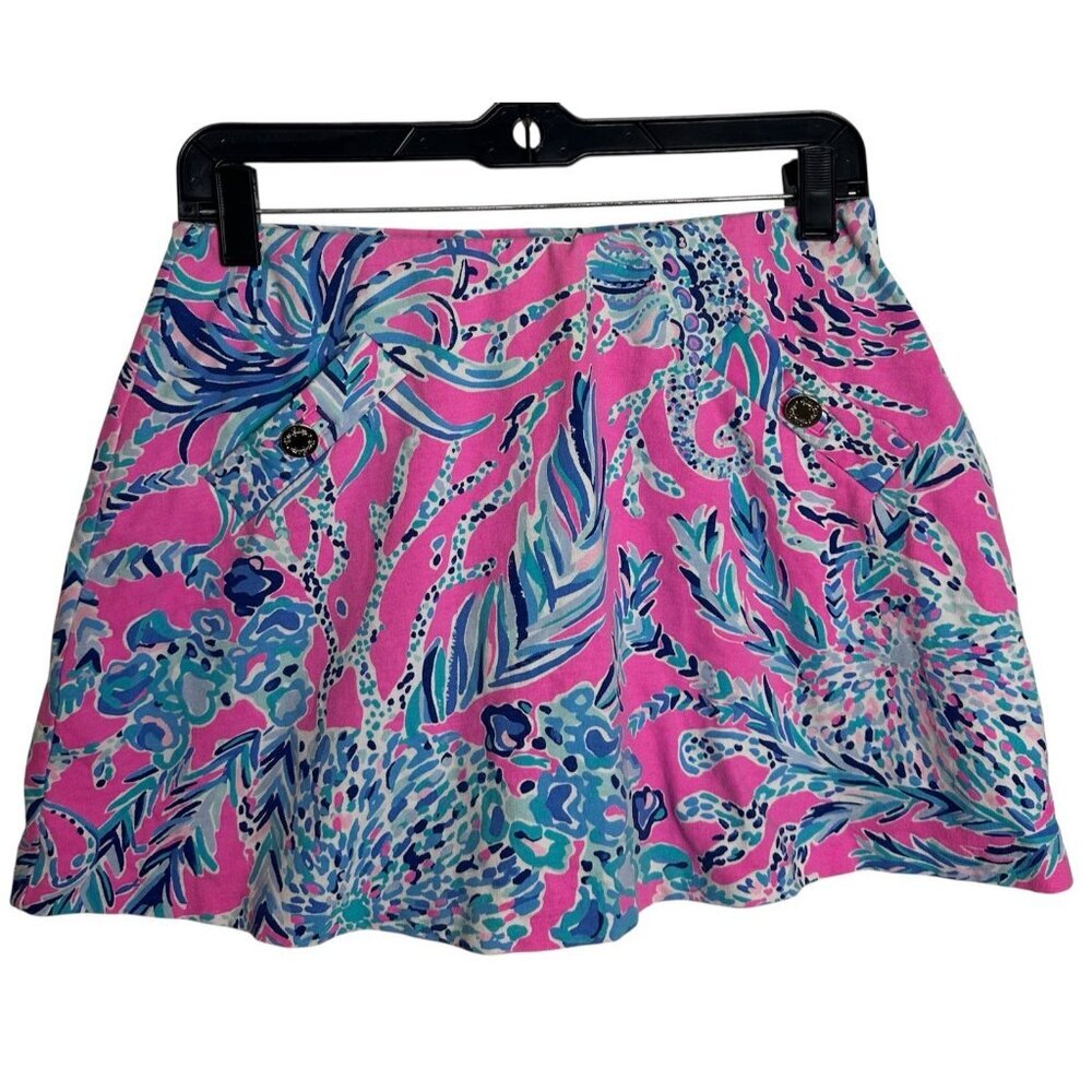 Lilly Pulitzer Sorrento Madison Skort Skirt Size S Seahorse Coral Reef Pink Blue